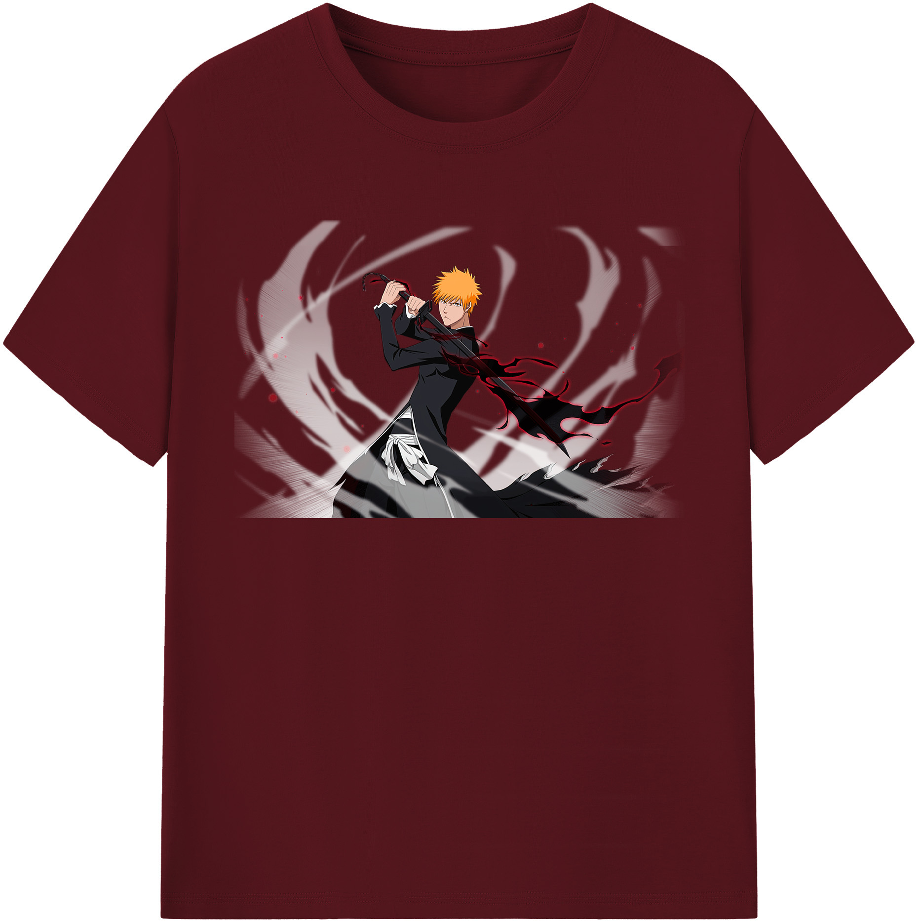 （画像用） ブリーチ 黒崎一護（くろさき いちご）BLEACH Kurosaki Ichigo 綿100％半袖Tシャツ（フロントプリント）